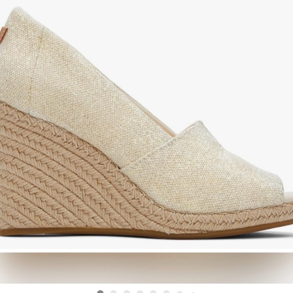 Toms Cream Espadrille Wedge Peep-Toe